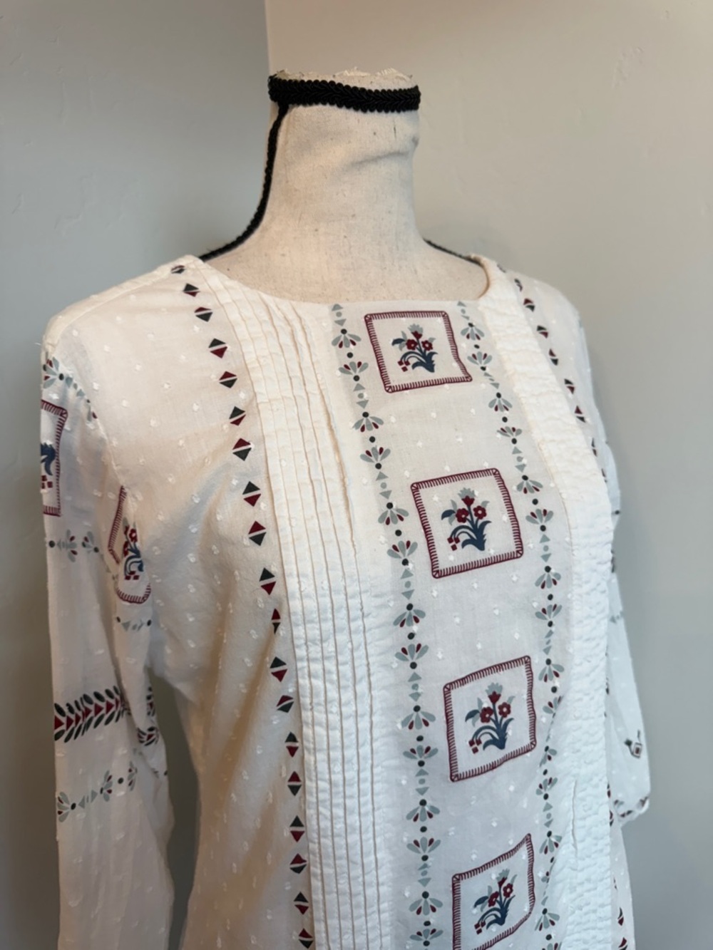 Bombay Paisley Medium White Embroidered Tunic Dress Boho Swiss Dot Open Back - Picture 8 of 14